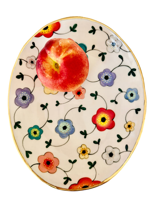 Large Flower Oval Bowl
