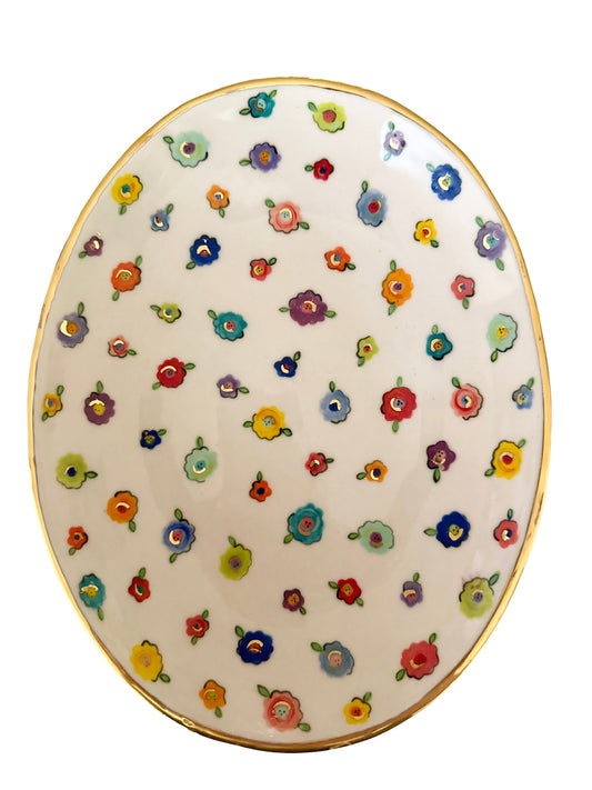 Small Flower Oval Bowl