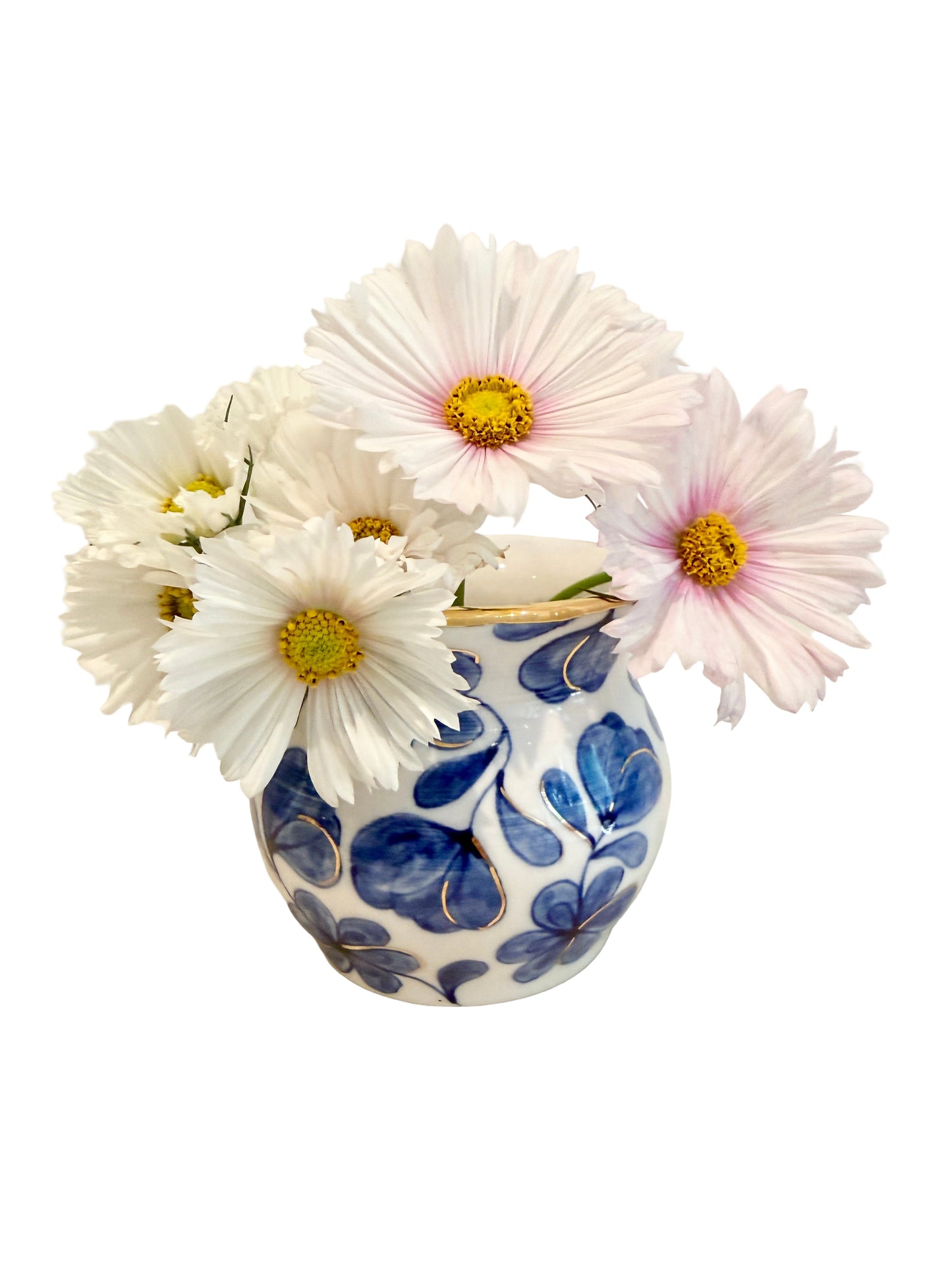 Large Flower Blue Toile Mini Vase