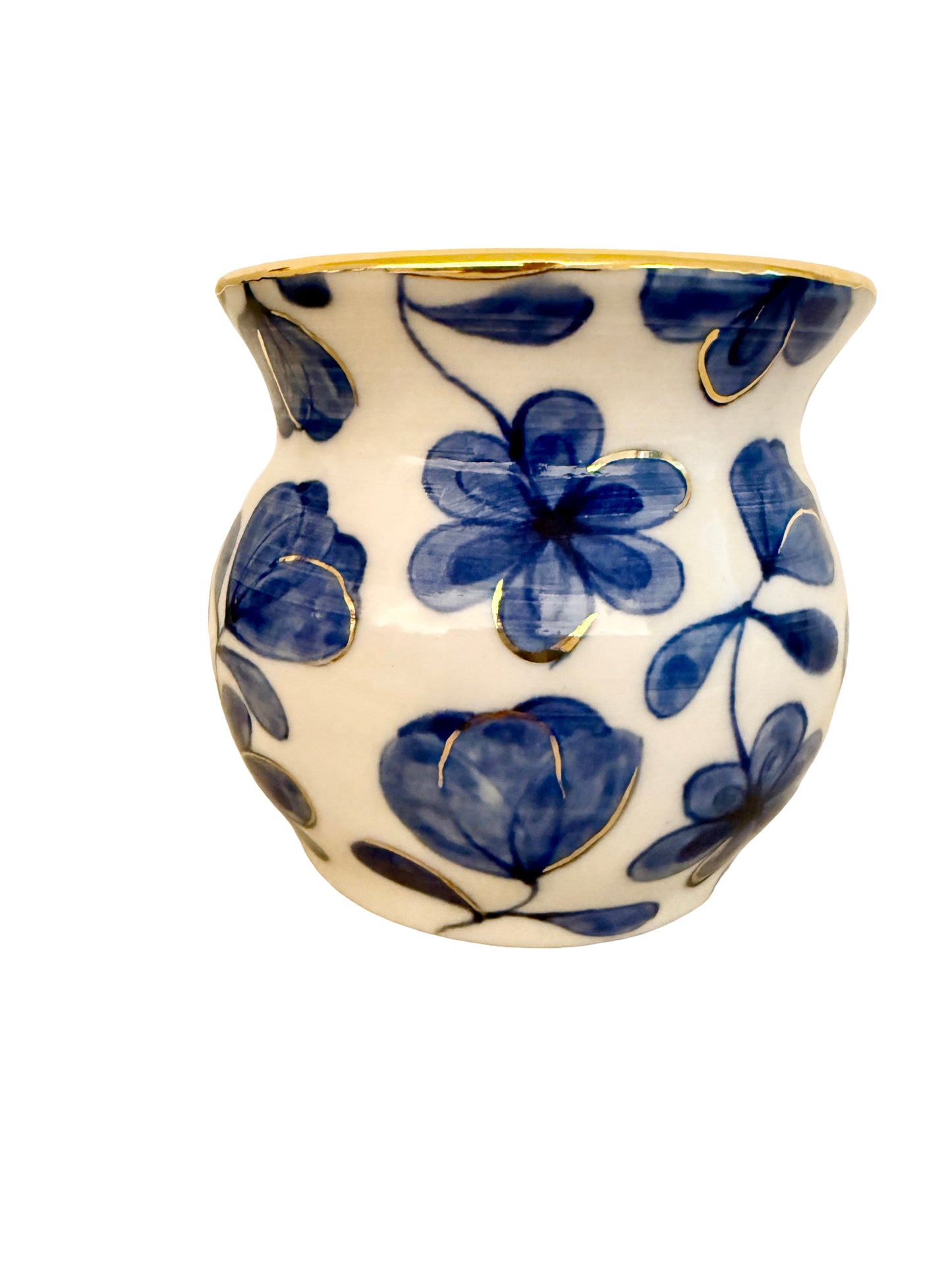 Large Flower Blue Toile Mini Vase