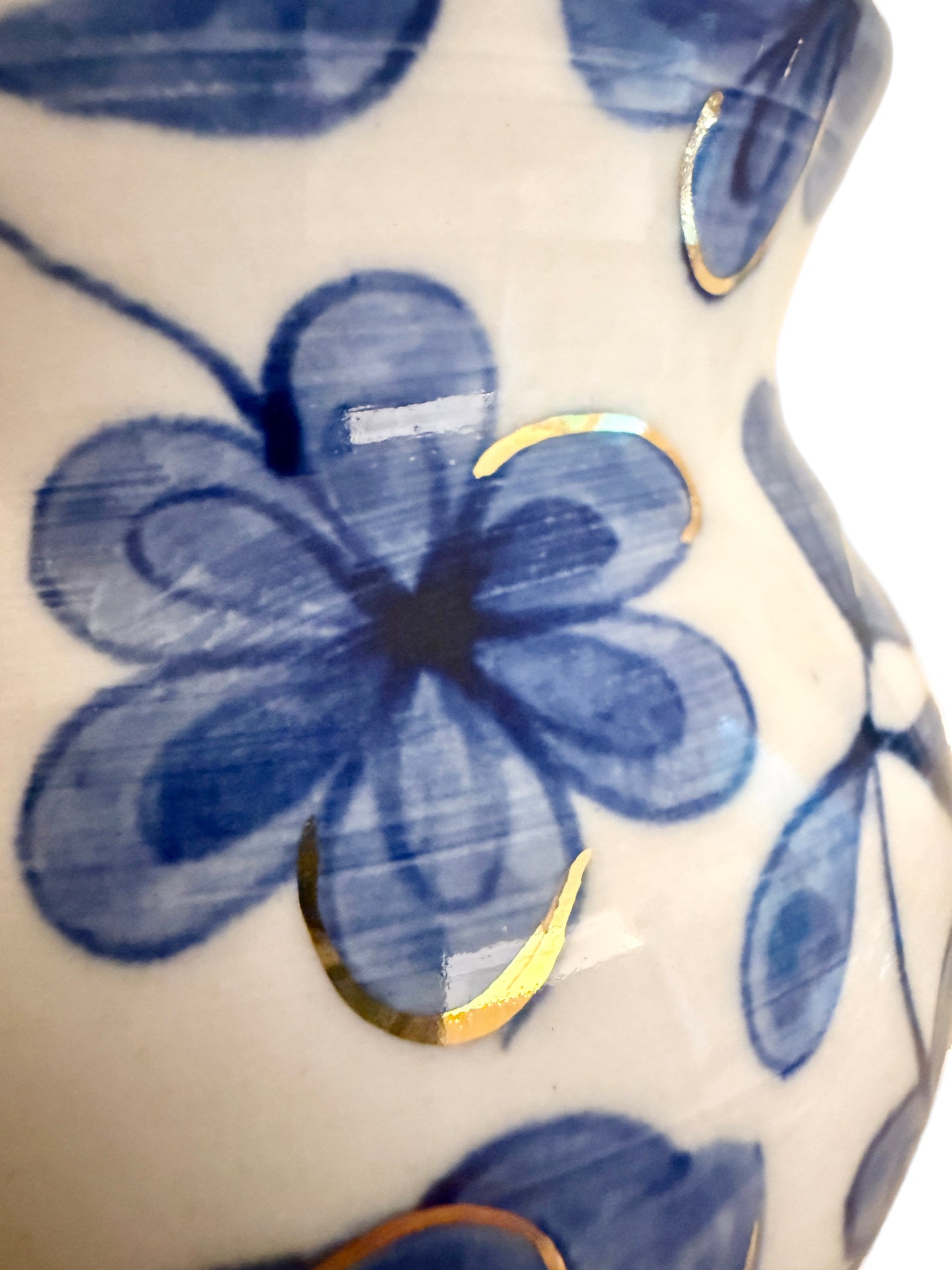 Large Flower Blue Toile Mini Vase