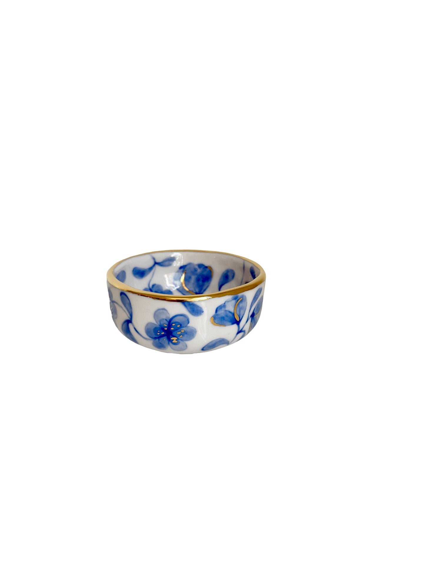 Large Flower Blue Toilet Trinket Dish