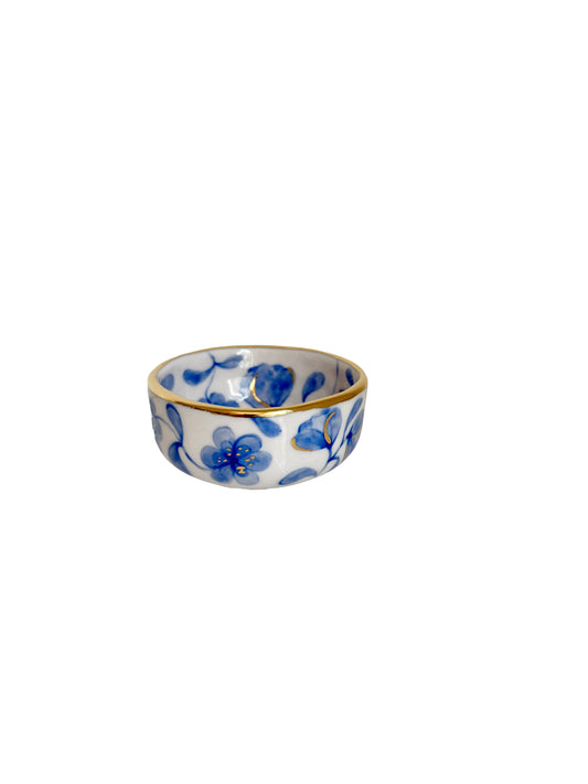 Large Flower Blue Toilet Trinket Dish
