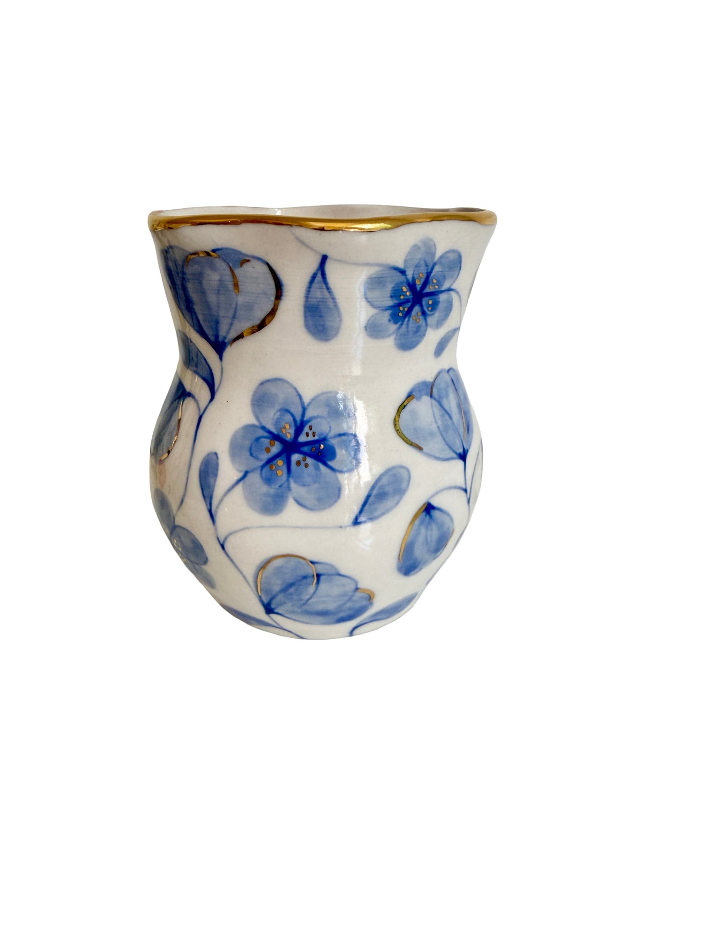 Large Flower Blue Toile Small Vase