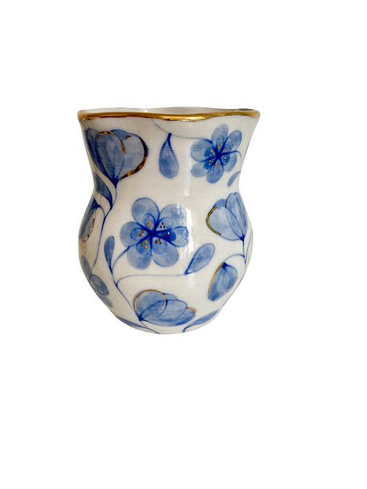 Large Flower Blue Toile Medium Vase