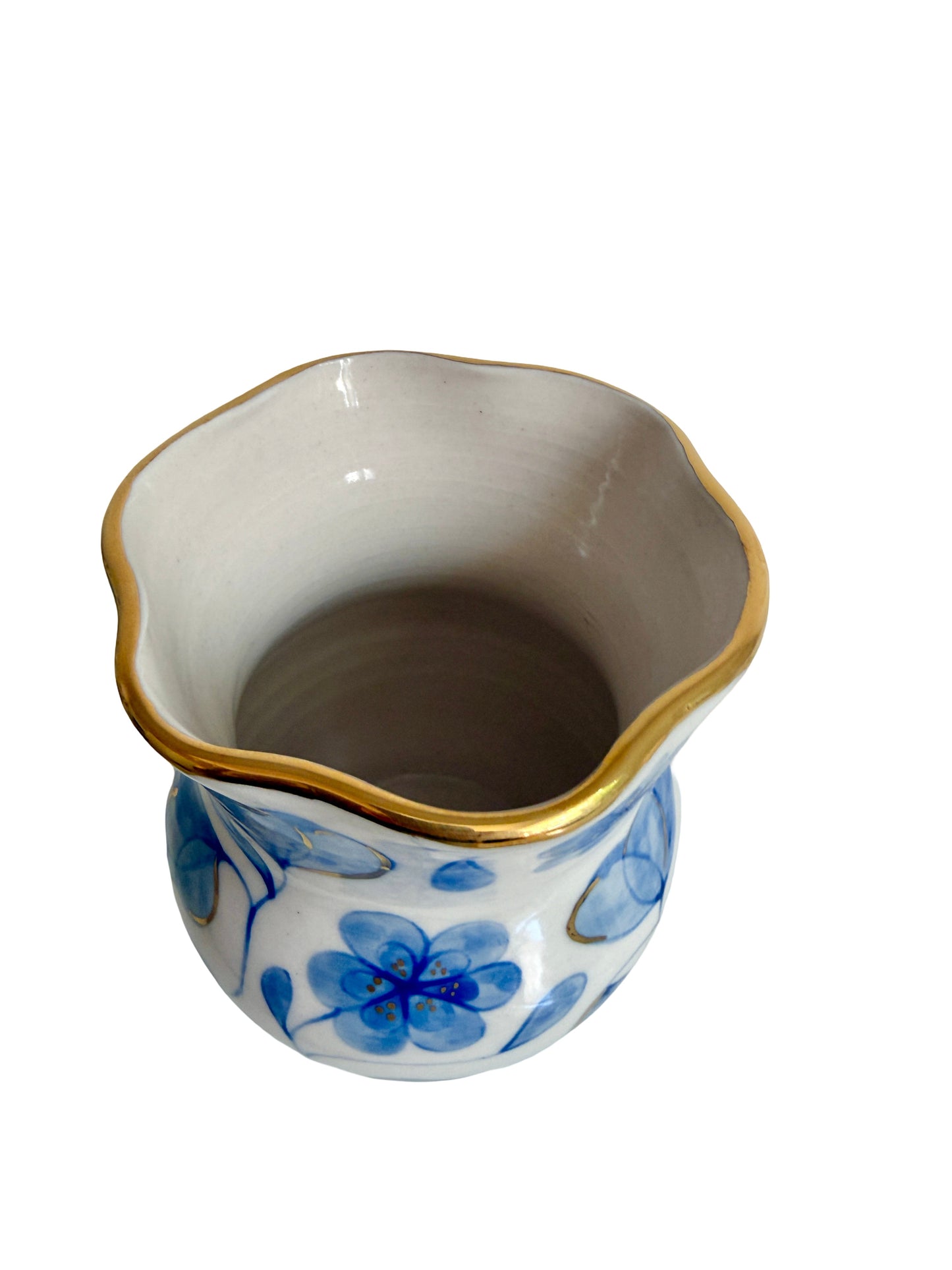 Large Flower Blue Toile Small Vase