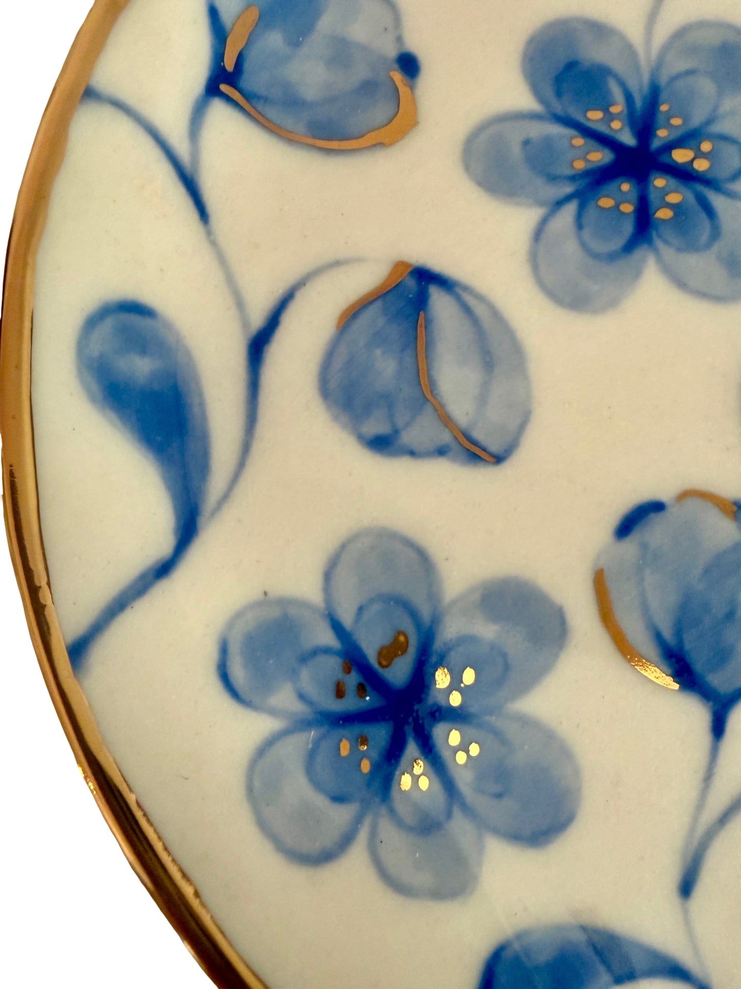 Large Flower Blue Toile Spoon Rest