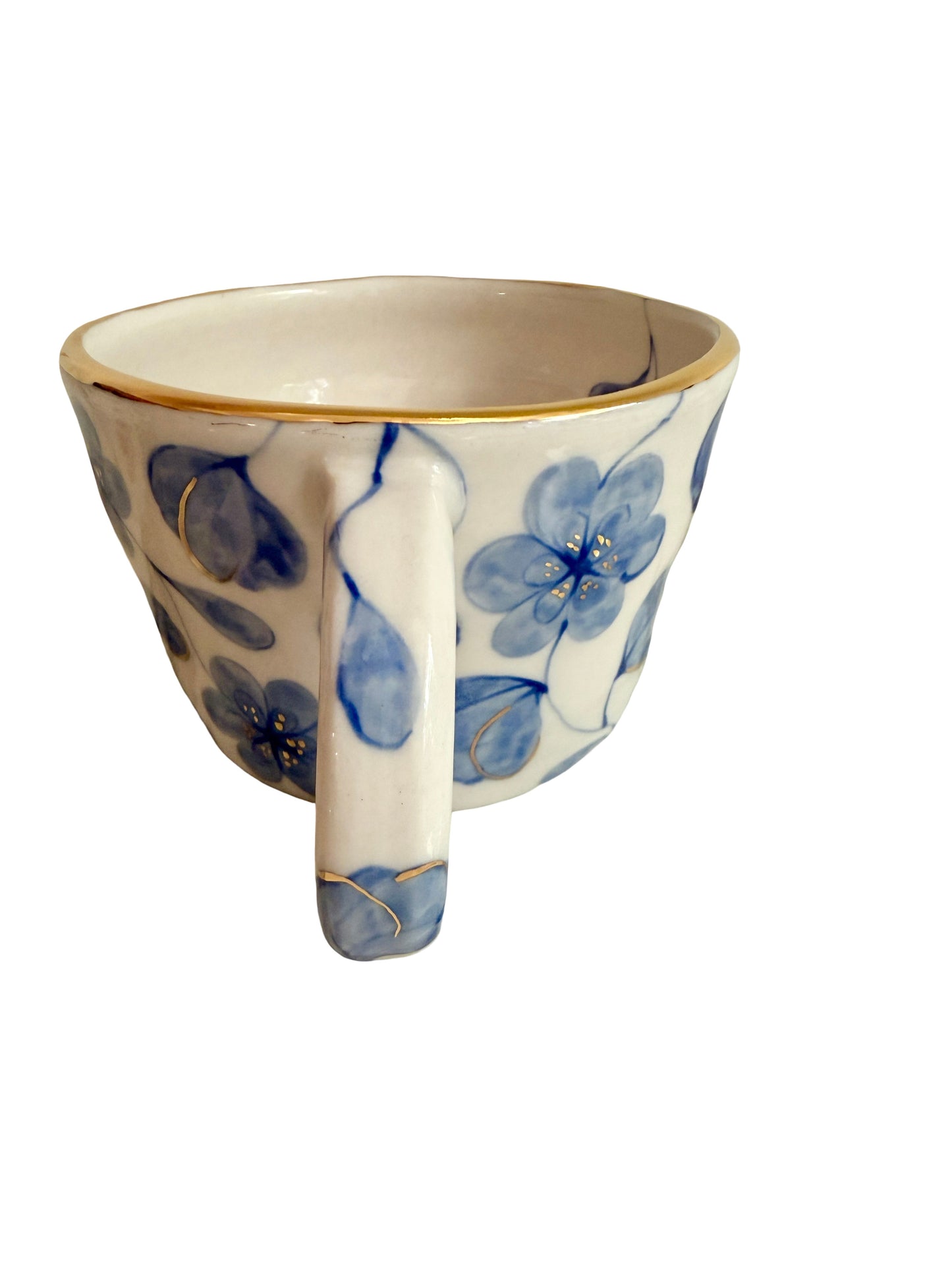 Large Flower Blue Toile Oversized Mug