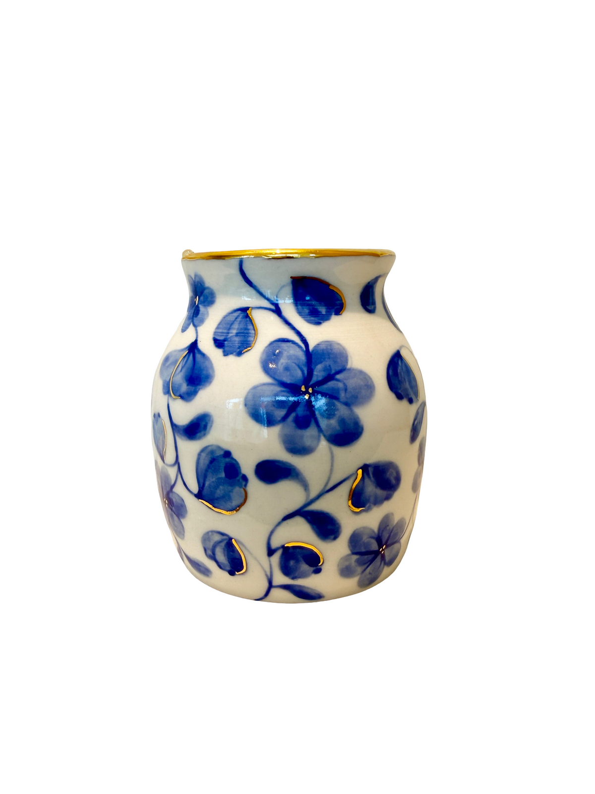 Large Flower Blue Toile Mini Vase